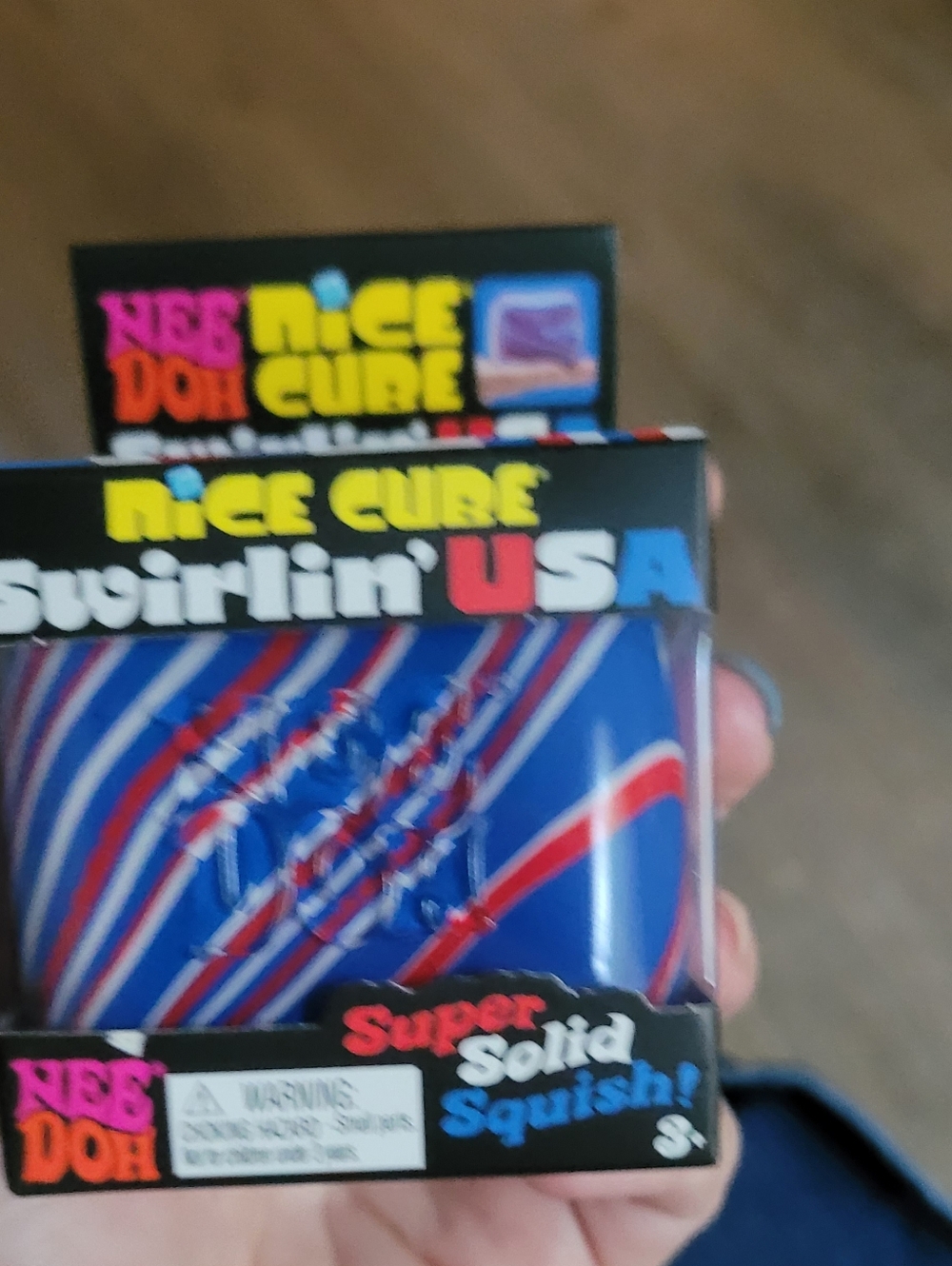 Swirlin' USA Nice Cube - Blue Red White Squishy